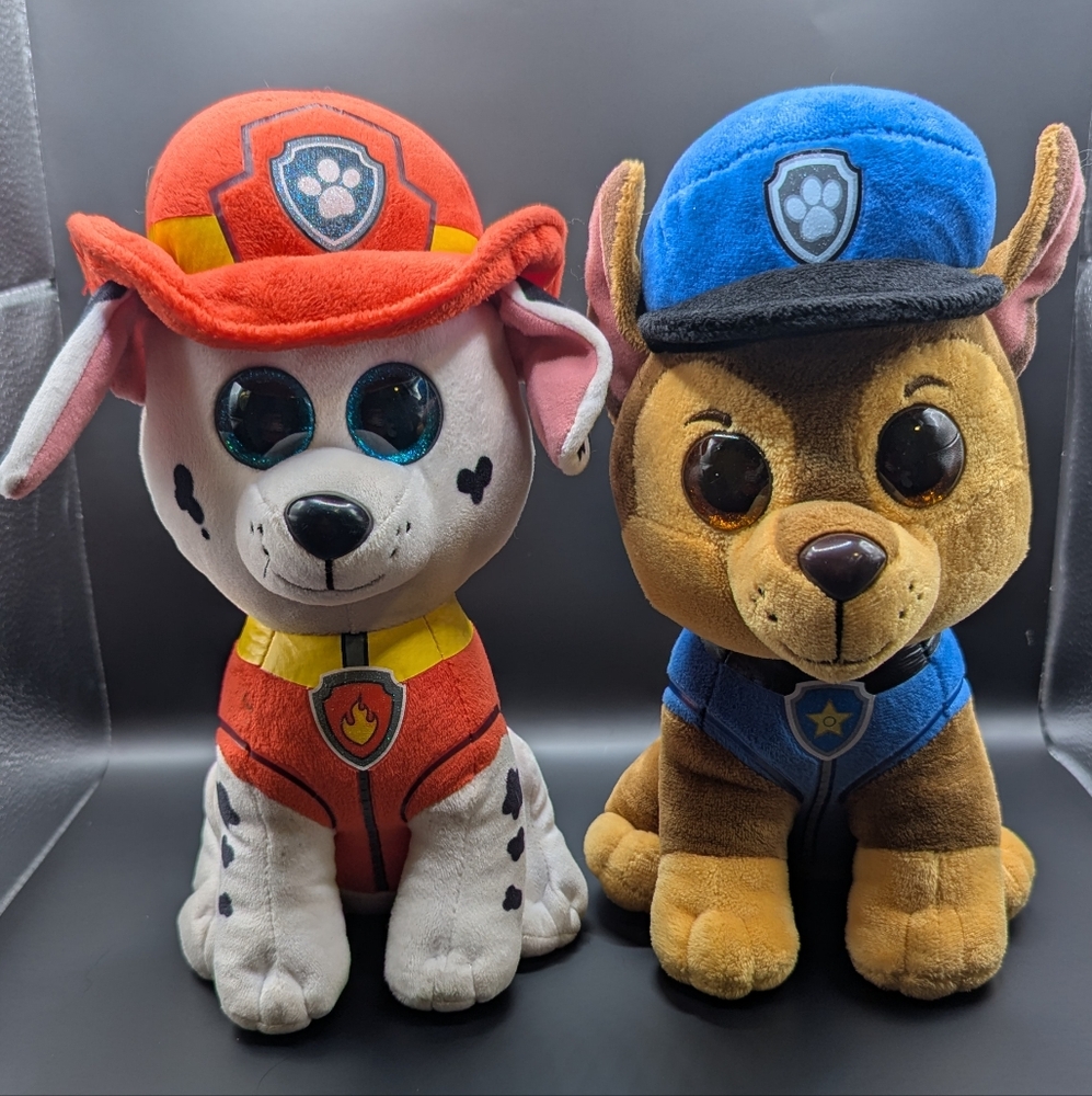 Chase & Marshall 9.5 inch paw patrol plushies